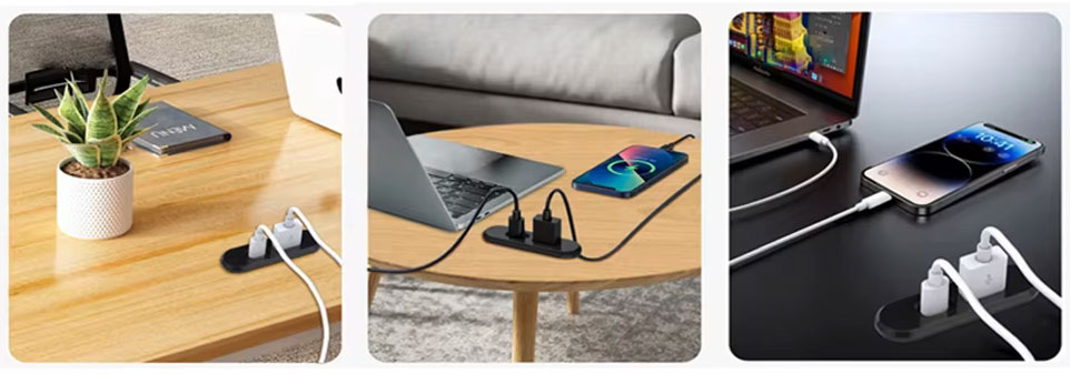 Интегрированное USB зарядное устройство в деревянную столешницу офисного стола