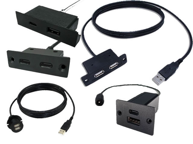 Варианты расцветок и форм врезных USB розеток для столов