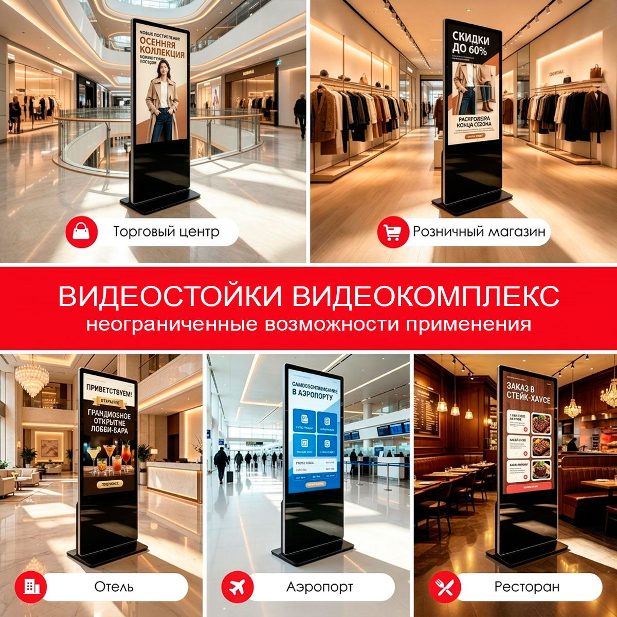 Ультратонкая рекламная видеостойка Видеокомплекс