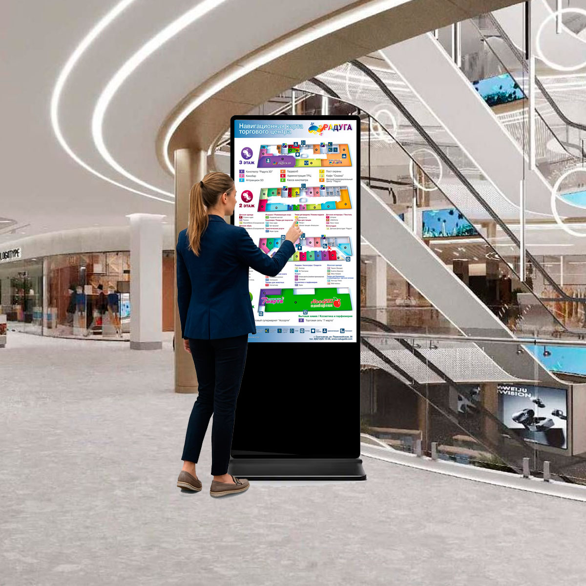 Интерактивная видеостойка 65" для помещений ADM6551at (Android, Wi-Fi) бликфанг