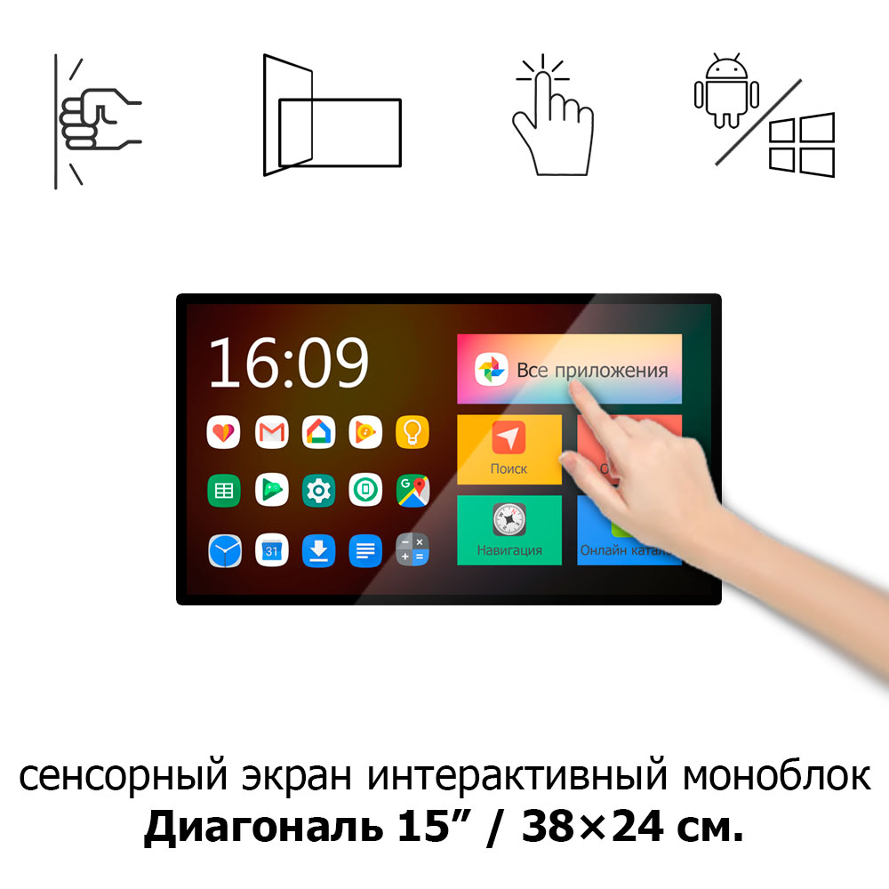 Сенсорный экран 15" ISP151 моноблок антивандальный интерактивная панель